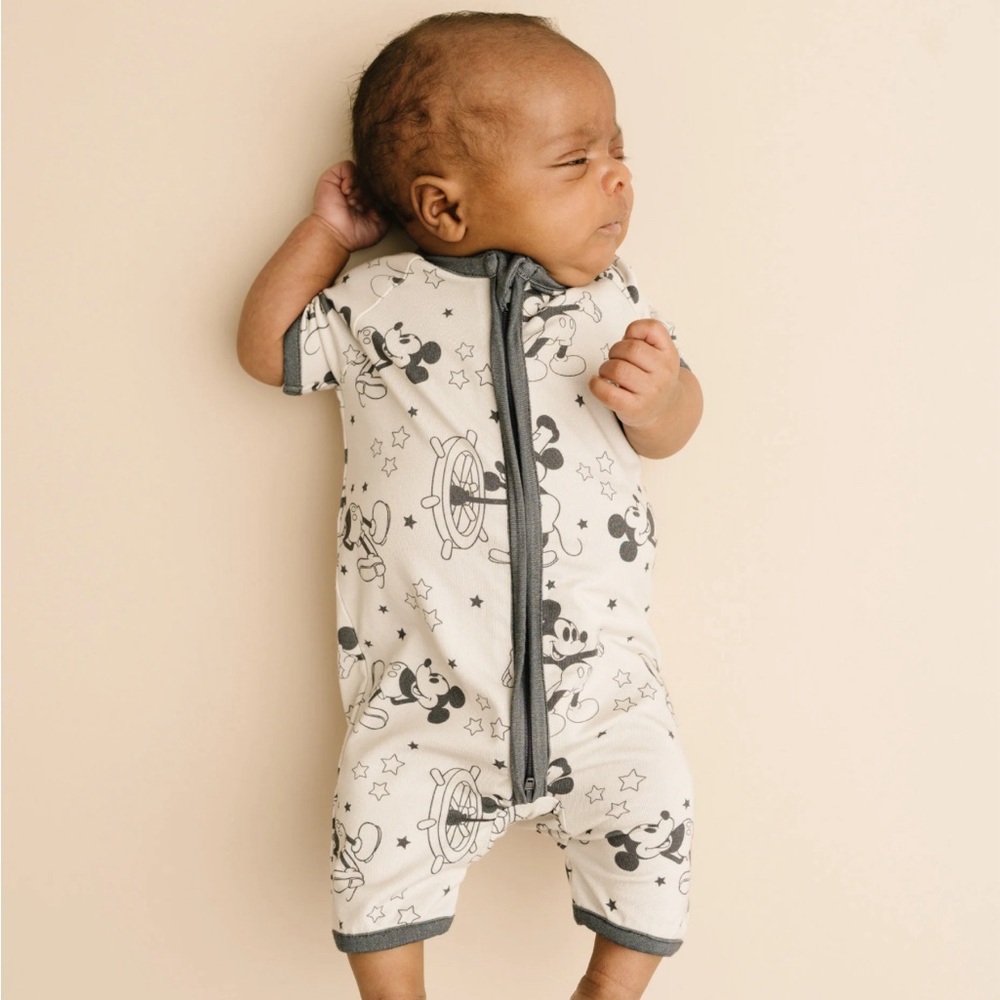 Little One Shop Vintage Mouse Bamboo Short Romper